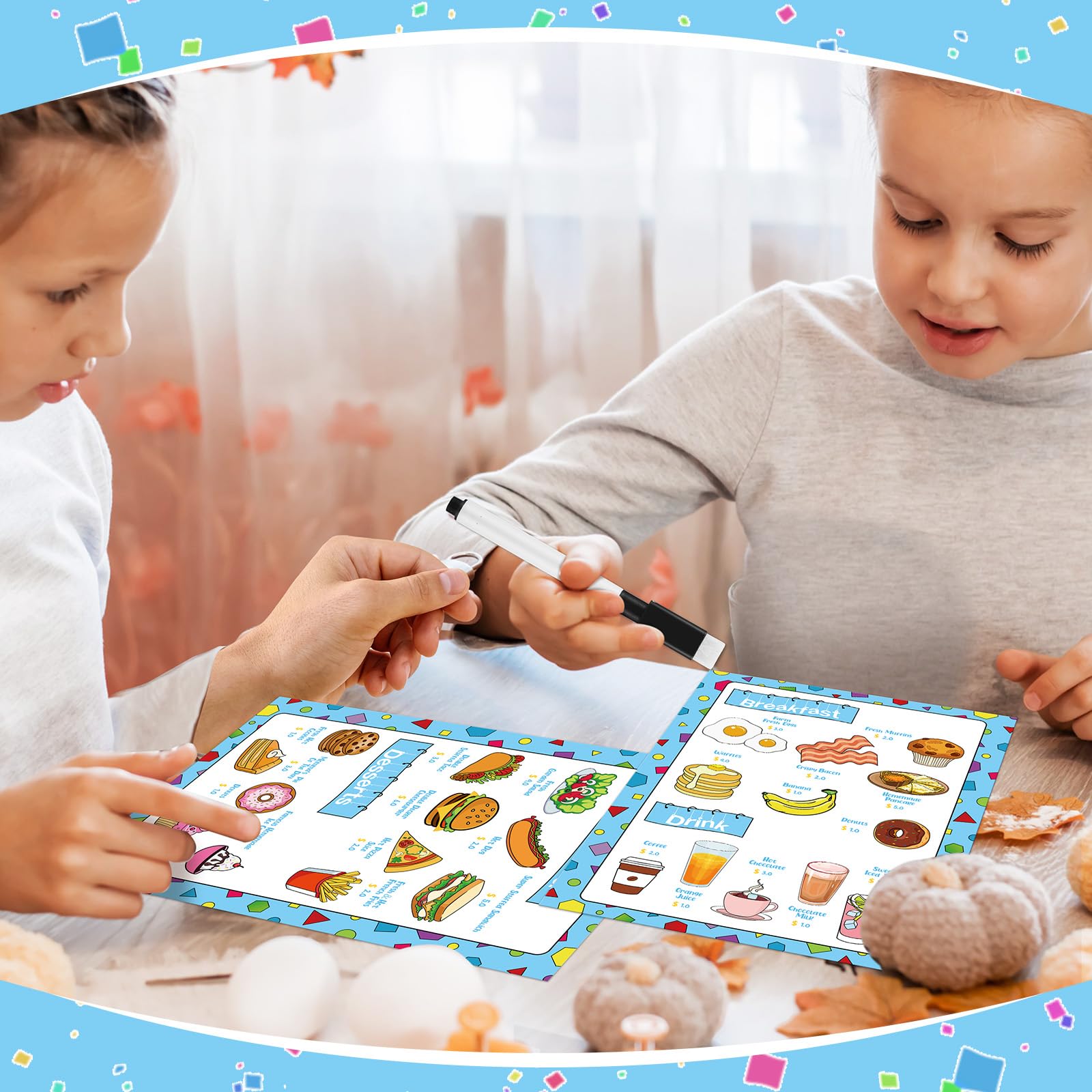 Toy Set Menu Mua 6 Pcs Pretend Play Restaurant Menus Toy Set for Kids, Kitchen Food ...