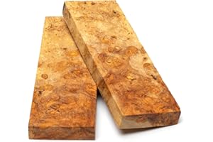 IECAP LLC Bookmatched Amboyna (Burl Ball Pattern) Knife Handle Scales – Knife Handle Materials – Natural Wood Knife Scales for DIY Crafts – Size 5 1/8 x 1 3/4 x 1/2 inches – 1 Pair