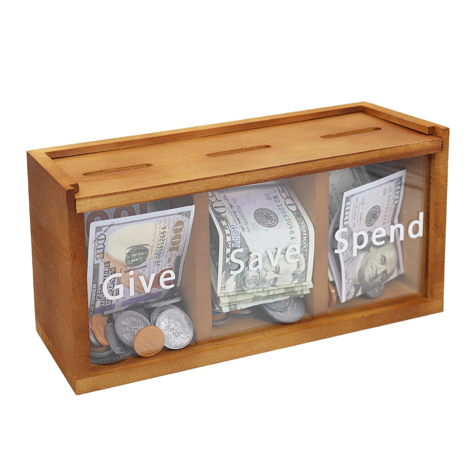 Mczcent Spend Save Give Piggy Bank for Kids, Money Coin Savings Piggy Bank Jar Box for Kids Child Safe Money Saver, Teach Children About Giving & Saving Money Piggy Box for Childrens Boys Girls