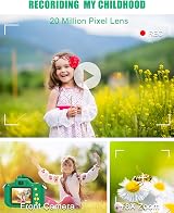 Hangrui Kids Camera 20MP Dual Lens 2.0'' IPS Screen 1080P 32GB Green view 4