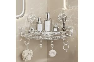 BIBIFACTORY 2025 New Corrugated Suction Cup Storage Holder, Light Luxury Style Bathroom Organizers And Storage Rack, for Shower Kitchenc (Triangle,Transparent)