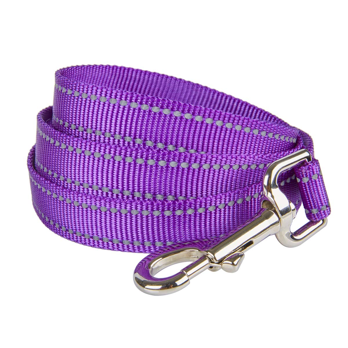 Petiry Reflective Nylon Dog Lead with Soft Handle for Puppy Medium Large Dog (Length 120cm,Purple) — image 1