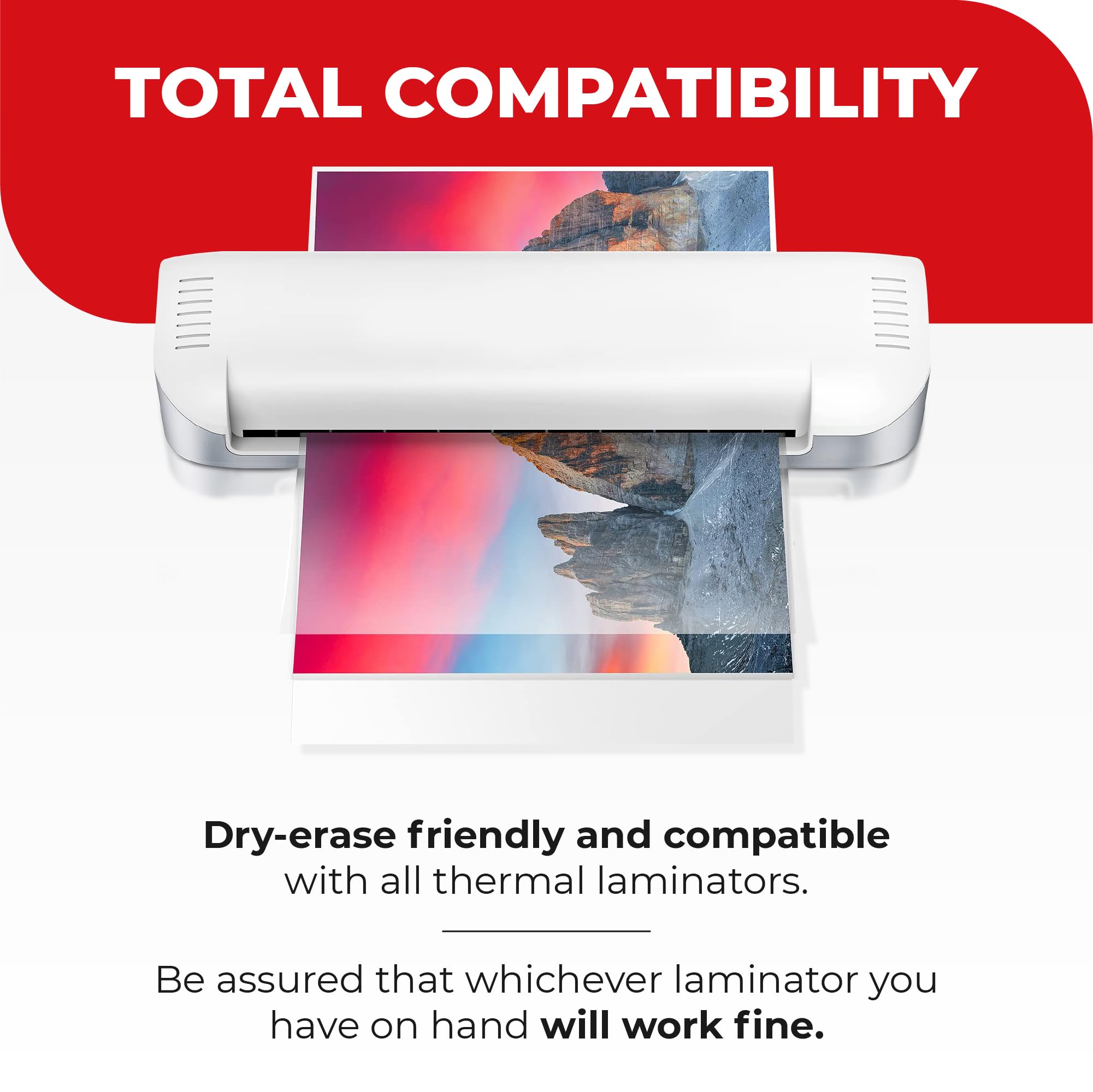 5MIL Thermal Laminating Sheets (150 Count) Letter, Photo, Card, Notecard, ID Badge and Business Card Sizes, Laminating Pouches Compatible with Laminators, Crystal Clear Laminated Finish