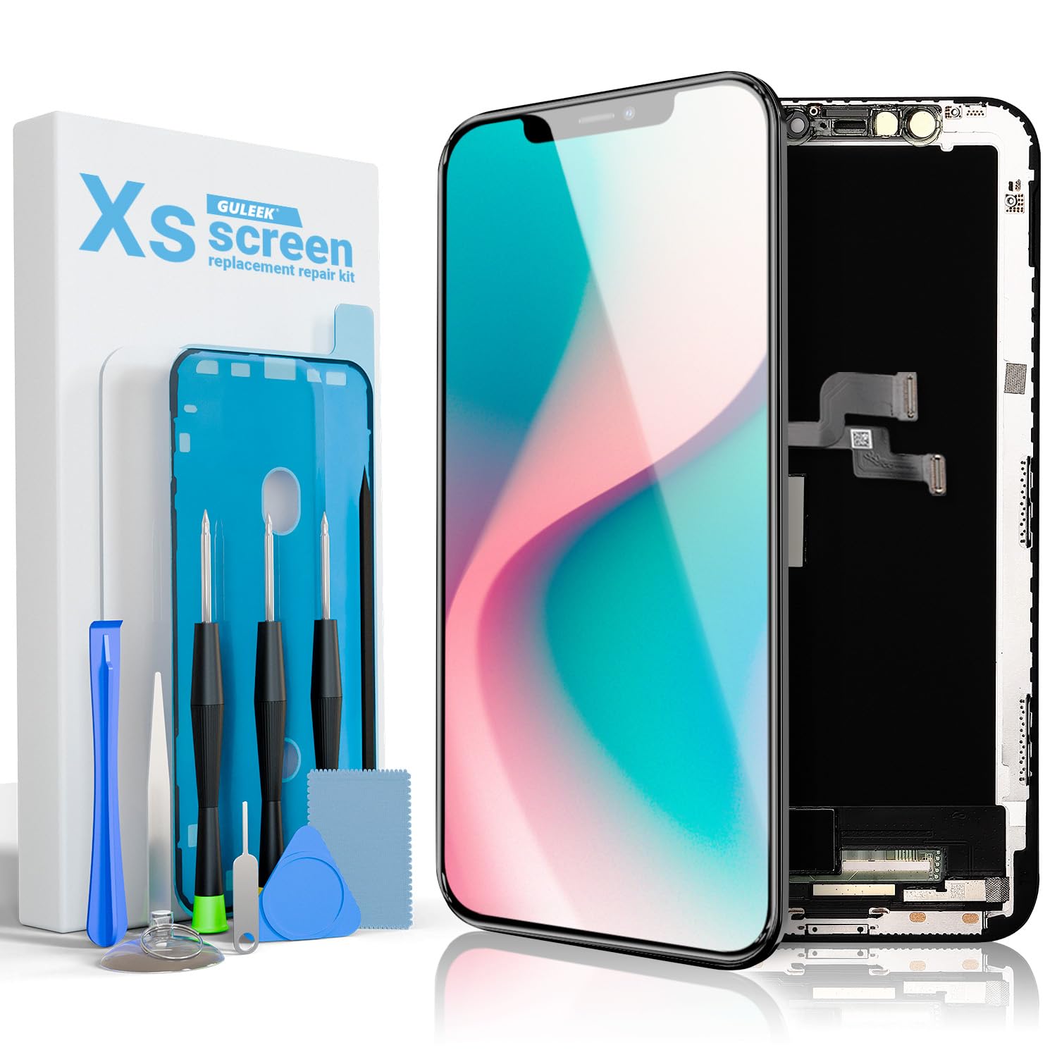 GULEEK iPhone Xs Screen Replacement, 5.8 Inch 3D Touch LCD Digitizer for Models A1920/A2097/A2098/A2099/A2100 Includes Repair Toolkit, Waterproof Adhesive & Tempered Glass Protector