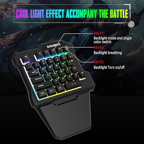 RGB One Handed Gaming Keyboard and Mouse Combo,USB Wired