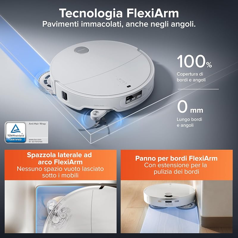 Qrevo EdgeT Robot Aspirapolvere Lavapavimenti con LDS Retrattile