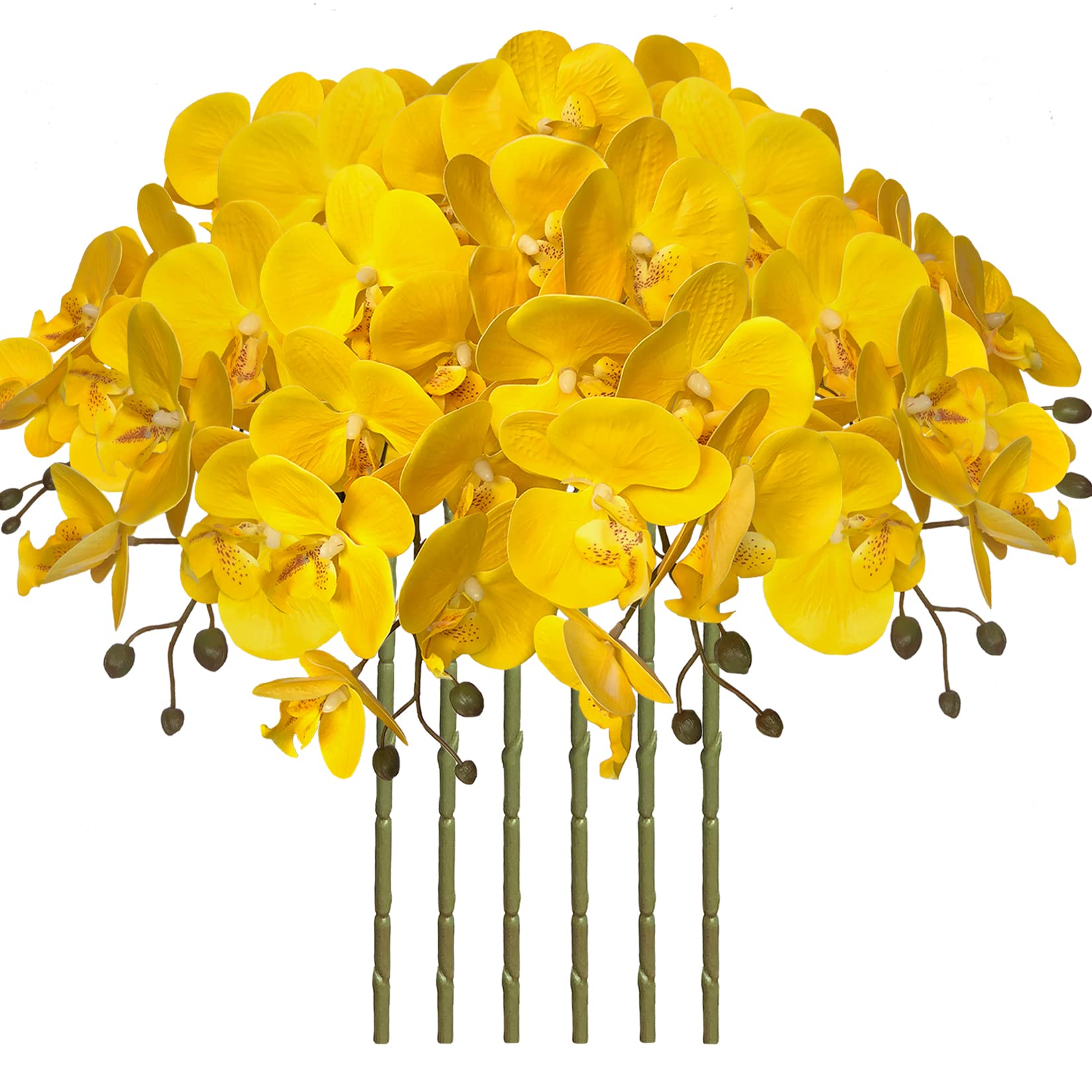 FagusHome 32 Inch Artificial Phalaenopsis Flowers 6 Pcs Artificial Orchid Flowers Stem Plants for Home Décor (Yellow) — image 1