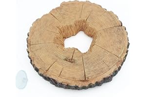 AQUA KT Aquatic Turtle Tree Trunk Round Freestanding Floating Dock Island Climbing Basking Platform Large Non Slip with Suction Cup, for Pond and Amphibian Reptile Terrarium Habitat