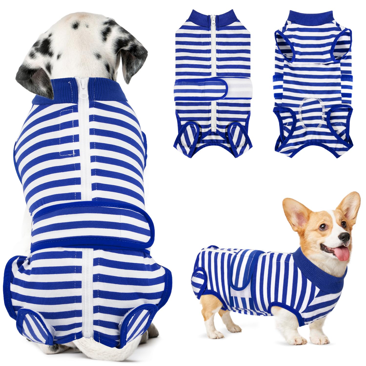 Eyein Dog Surgery Recovery Suit, Female Male Dog Surgical Bodysuit Abdominal Wounds Protector, Stop Licking Spay Shirt After Surgery Onesie with Zipper, Pet Cone E-Collar Alternative(S)