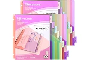 XRUNMIX 8-Tab Binder Dividers with 2 Pockets, Index Pockets for 3 Ring Binders, 8 Pastel Colors, US Letter Size (2 Packs - 16 Counts)