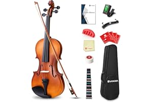 Vangoa 4/4 Violin Full Size Set Spruce Acoustic Violin Fiddle Beginner Kit for Adults Students Kids Teens with Hard Case, Rosin, Shoulder Rest, Bow, Strings, Note Stickers, Mute, Manual, Natural