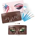 Bueuo Makeup Practice Face Board, 3D Reusable Silicone Make up Mannequin Face with 5PCS Brush, Eye Makeup Practice Face for Beginner or Professional Enthusiasts