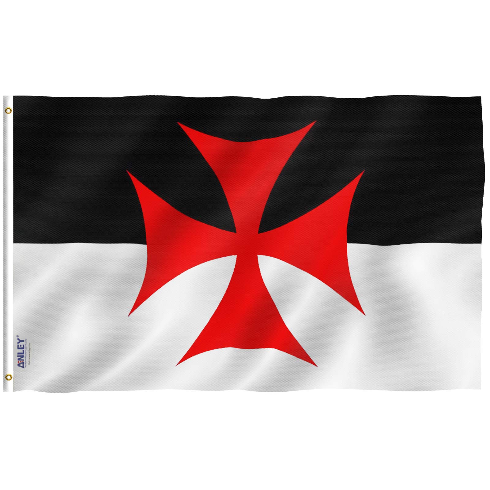 ANLEY Fly Breeze 3x5 Foot Knights Templar Battle Flag - Vivid Color and UV Fade Resistant - Canvas Header and Double Stitched - Roman Catholic Church Flags Polyester with Brass Grommets 3 X 5 Ft