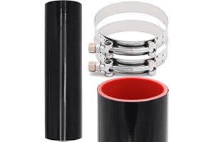 Taigoehua ID 3inch 4-Ply Straight Coupler Silicone Hose 5mm Thickness 12inch Length With 2 X Stainless Steel T-clamps (3inch(76mm))