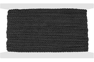 GORGECRAFT 1/2 Inch 20Yds Gimp Braid Trim Black Polyester Weave Fabric Woven Trims Braided Cord Scalloped Edge Rick Rack Ribbon Upholstery Decorative Braid Trim for Sewing DIY Crafts Costume Gifts