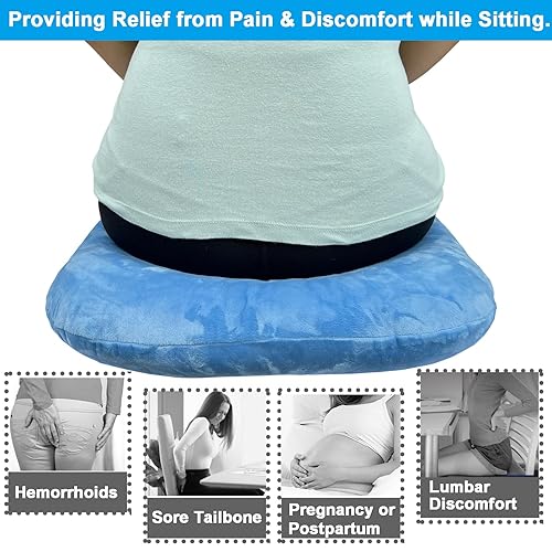 Jeelathy Donut Pillow Hemorrhoid Cushion for Tailbone Pain Relief