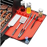Silicone Griddle Mat for Blackstone - Magnetic Silicone Grill Tools Mat for Blackstone Accessories, Side Shelf Spatula Utensil Mats with Drip Pad for Outdoor BBQ Grill Kitchen Countertop (1-Pack)