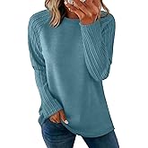 OFEEFAN Long Sleeve Shirts for Womens Fall Fashion 2026 Crewneck Oversized Sweatshirt Tunic Tops to Wear with Leggings