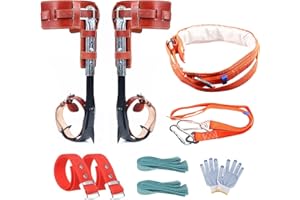 TWSOUL Climbing Spikes with Multi-Functional Belt, Stainless Steel Climbing Steps Gear with Cattle Hide Leggings Straps and E