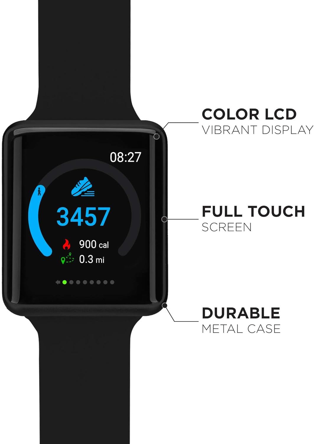 amazon com itouch air se smartwatch fitness tracker heart rate step counter sleep monitor text messages ip67 water resistant for women and men up to 30 day battery touch screen compatible w android