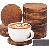Geytetqi 24 Pack 3.74 Inch Acacia Wood Round Coasters for Drinks, Bulk, Acacia Wooden Drink Coasters, Suitable for Tables, Countertops, Desks, Home Decor