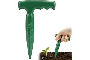 Milifox Seed Planter Tool, 6.9" Dibber Garden Tool, Plastic Seed Dibbler for Planting, Bulb Digger Garden Planter with Handle for Sowing Seeds, Planting, Bulbs, Digging (Green)