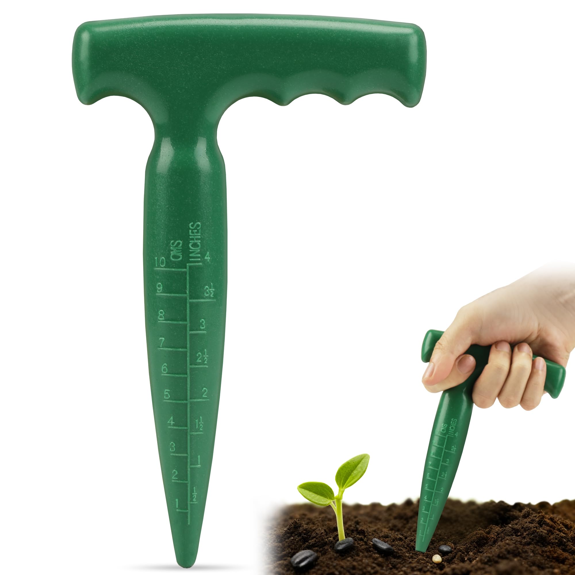 Milifox Planter Planting Dibber,Bulb Planter Tool Plastic with Measurement Scale for Accurate Planting,Suitable Hand Dibber for Family,Gardener,1 Pack Dark Green