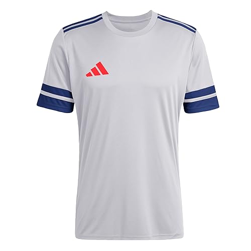 adidas Men's SQUADRA25 Jersey Short Sleeve, Glory Grey/Team Navy Blue 2/Pure Ruby, L