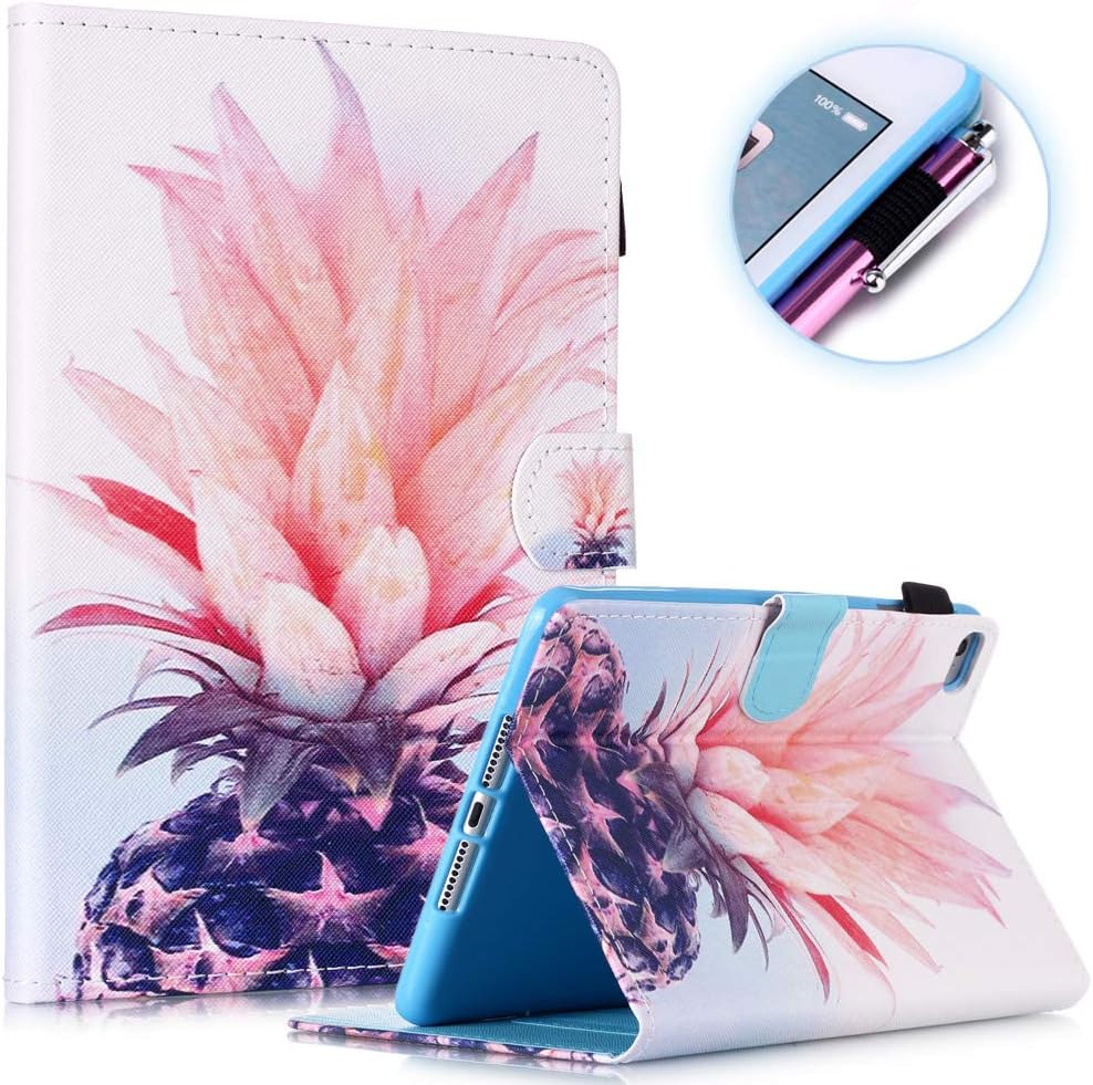 FANCITY iPad Mini 4 Folio Case, iPad Mini 5 Case Cover, Smart Mini 3 Mini 2 Leather Case Auto Wake Sleep with Kickstand Card Slot Pen Holder for iPad Mini 7.9 Inch, Pineapple