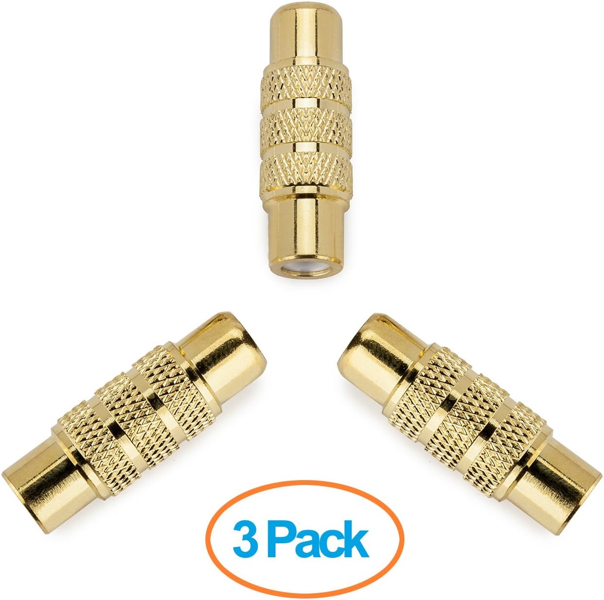 AURUM CABLES 3 Pack RCA Female to Female Coupler Jack Adapter