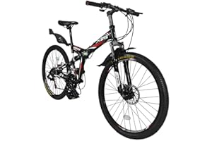 Xspec 26" 21 Speed Folding Mountain Bike Bicycle Trail Commuter for Adults