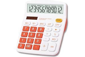 Meichoon Large Calculator Orange Office Solar Dual Power Financial Dedicated 12 Digit Display Large Standard Function Desktop Business Calculator Multifunctional KA08
