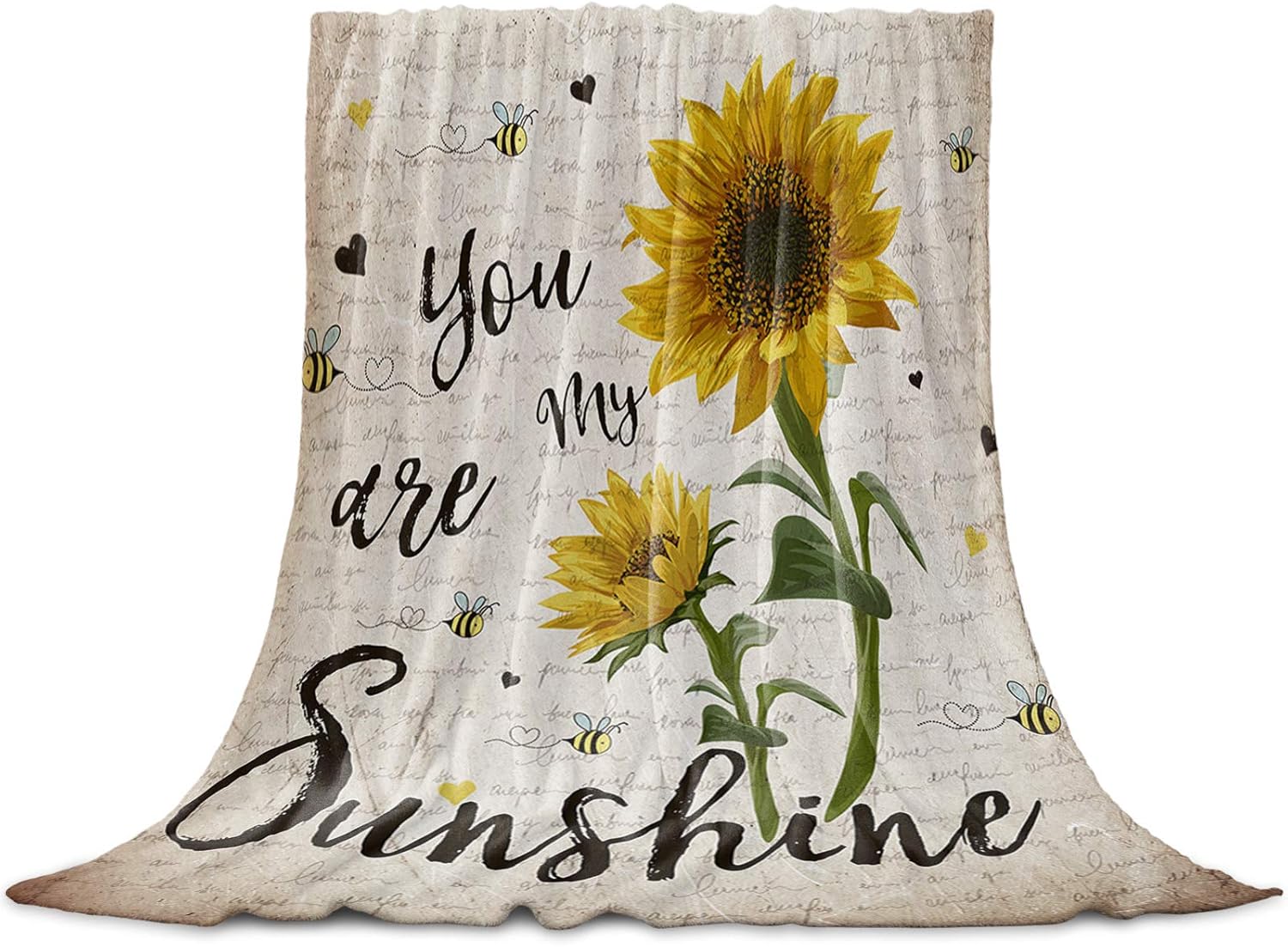 Sunflower Throw Blanket,You Are My Sunshine Flannel Fleece