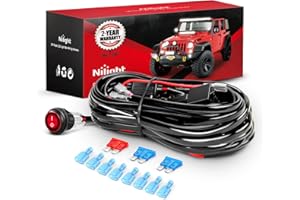 Nilight Led Light Bar Wiring Harness Kit 16AWG 12V On Off Waterproof Switch Power Relay Blade Fuse-4 Leads