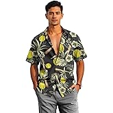 HANDICHI Design Men's Hawaiian Wrinkle Free Short Sleeve Button Down Funny Tropical Floral Beach Vacation Shirt