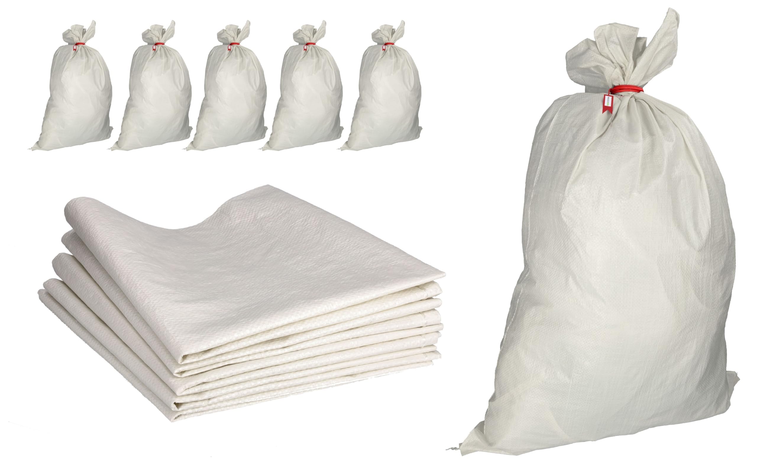 Toolspace 5x Woven Polypropylene Sacks, PP Fabric 105x65 Cm - Garden and Building Waste Bags 50 Kg Ideal For Animal Feed, Grain, Coal, Eco-Powder Storage Of Loose Items, Goods Transport