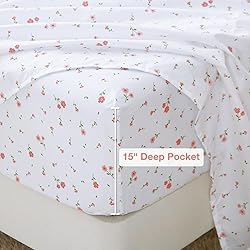 Softan Pink Floral Twin Size Sheet Set, 3 Pieces