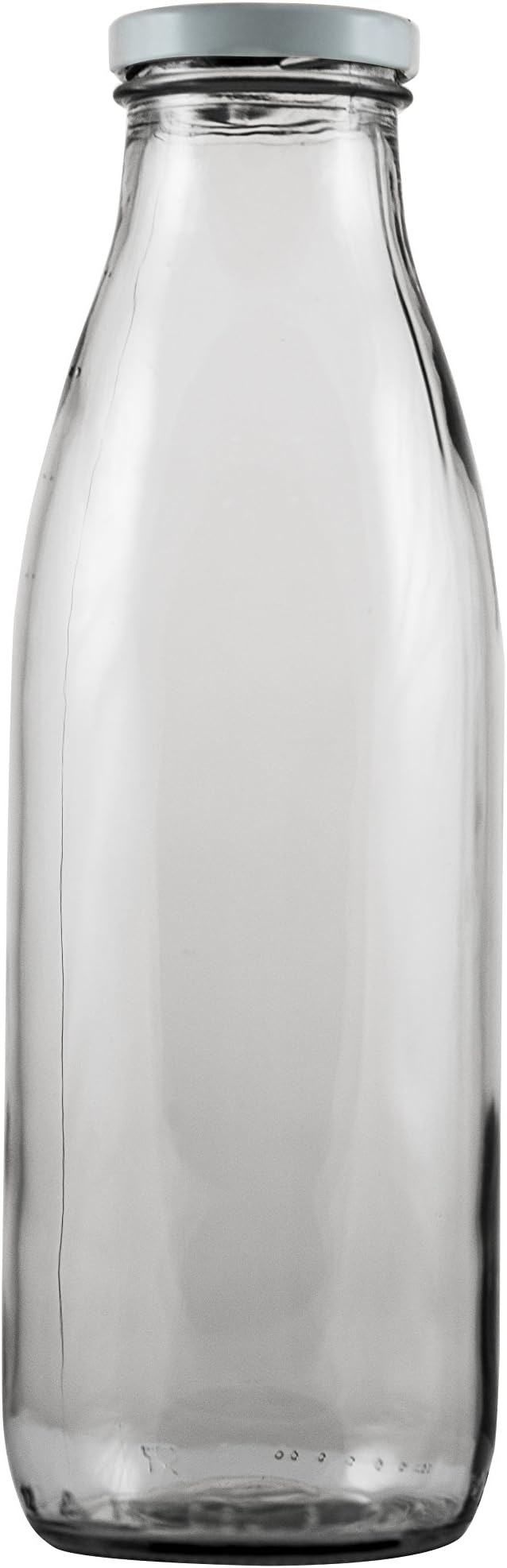 PrestoWare GBM27, 0.82L / 27.7-ounce Clear Glass Milk Bottle with Lid, Vintage Style Bottle for Home Brewing, Milk Juice Water Oil Vinegar Glass Bottle with Metal Cover (1)