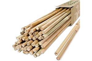 Cambaverd Bamboo Stakes for Plants, 50 Pack Bamboo Stakes 5 Feet(58in, Approx 5FT), Natural Garden Stakes for Tomatoes and Climbing Plant Support, Sturdy Bamboo Plant Stakes