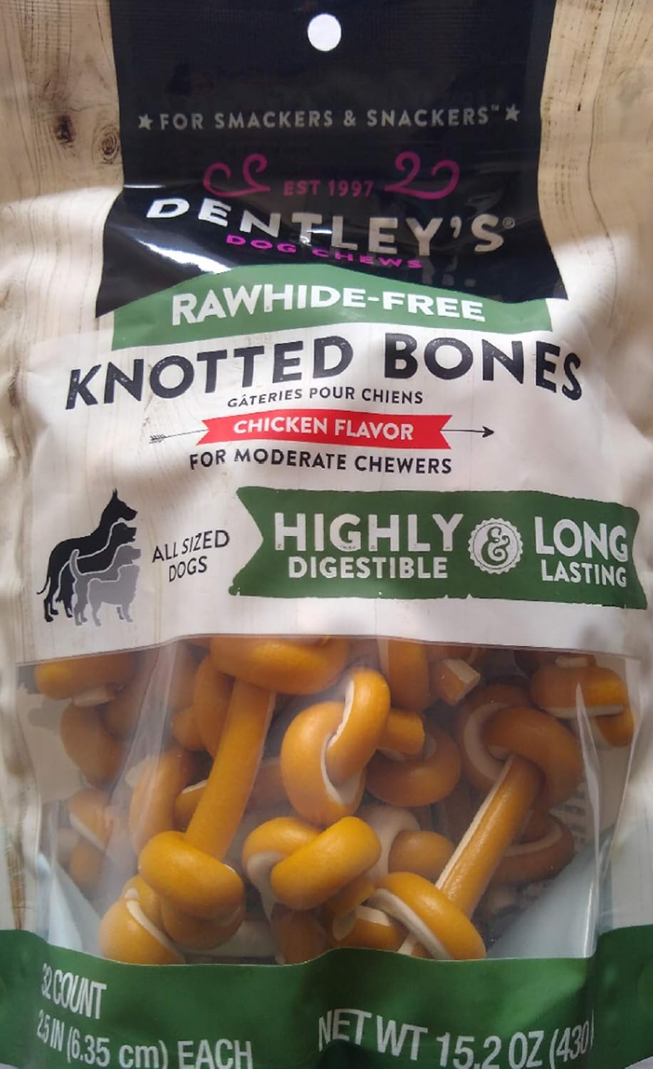 dentley's rawhide free knotted bones