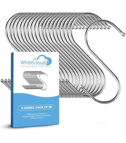 YourGift Heavy Duty S Hooks - 20 Pack, 4 Inch, Silver, For Hanging Pots, Pans, Coats, Plants