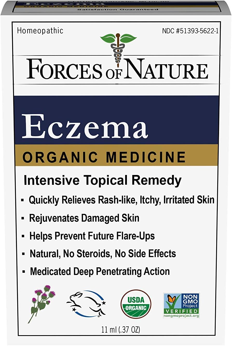 Forces of Nature – Natural, Organic Eczema Care (11ml) Non GMO, No Harmful Chemicals or Steroids –Relieve Dry, Itchy, Red, Irritated Skin while Soothing, Restoring Skin: Health & Personal Care