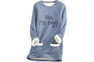 BINMER Yes I'm Cold Me 24:7 Sweatshirt for Women 2023 Winter Warm Sherpa Lined Fleece Tops Thick Warm Long Sleeve Pullover