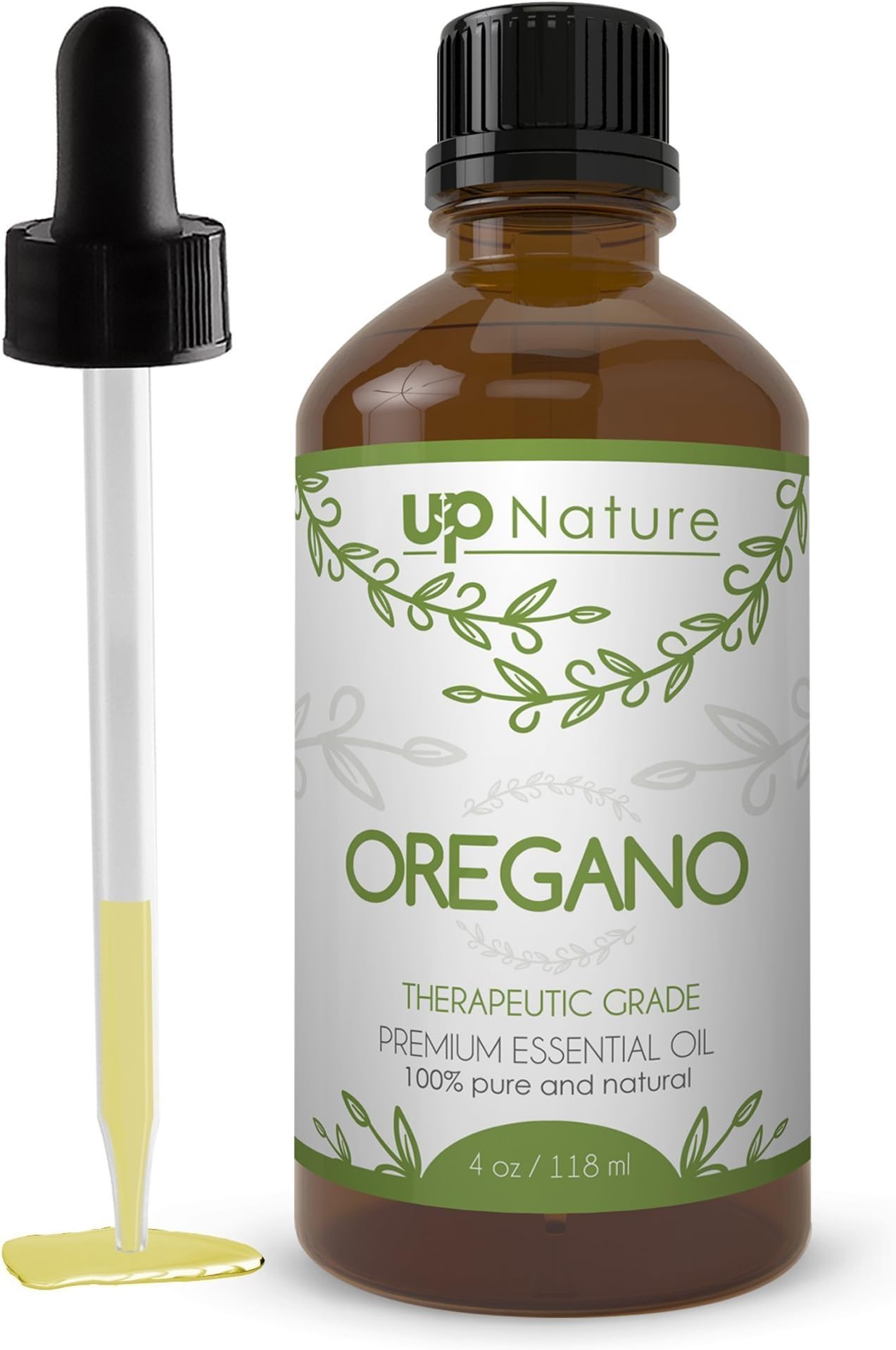 UpNature The Best Wild Oregano Oil 4 OZ - 100% Pure & Natural, Undiluted & Unfiltered, GMO Free, Premium Quality - Oil Of Oregano Is Perfect For Use For Colds, Sore Throats, Coughs (External Use Only)