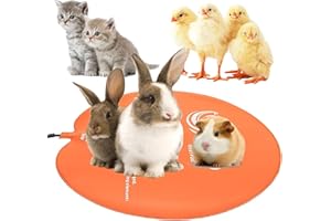 Aussio (2 Pack, Round, 14 Inch, 30W, Max. 130℉ Outdoor Small Animal Heated Pad Chicken Coop Heater Pad Outdoor Pet Cage Warmer for Outside Pet Heating Pad for Rabbits Small Animals House Heaters