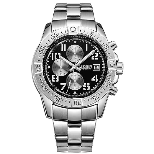 megir Herren 2030 GH Fashion Edelstahl Analog Quarz Uhr mit Kalender