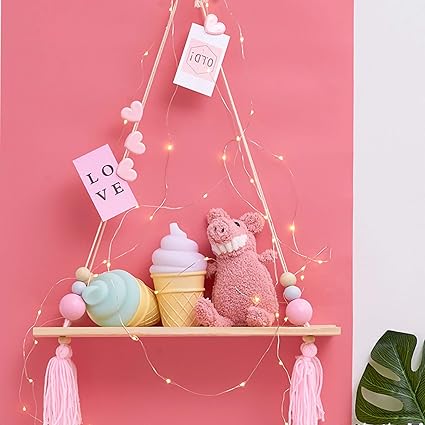 Berrychips Etagere Murale Nordique Avec Cordes Etageres Flottantes Suspendues Deco Chambre Fille Decoration D Interieur Pour Chambre D Enfant Bebe Bureau Salon38 X 14 X 1 5cm Amazon Fr Cuisine Maison