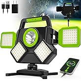 SYLSTAR 55W Rechargeable Work Light, 5000LM Magnetic Work Light, Foldable&360° Rotatable Led Work Light with 6 Light Modes, Portable Work Lights for Mechanic Jobsite Workshop Car Repairing