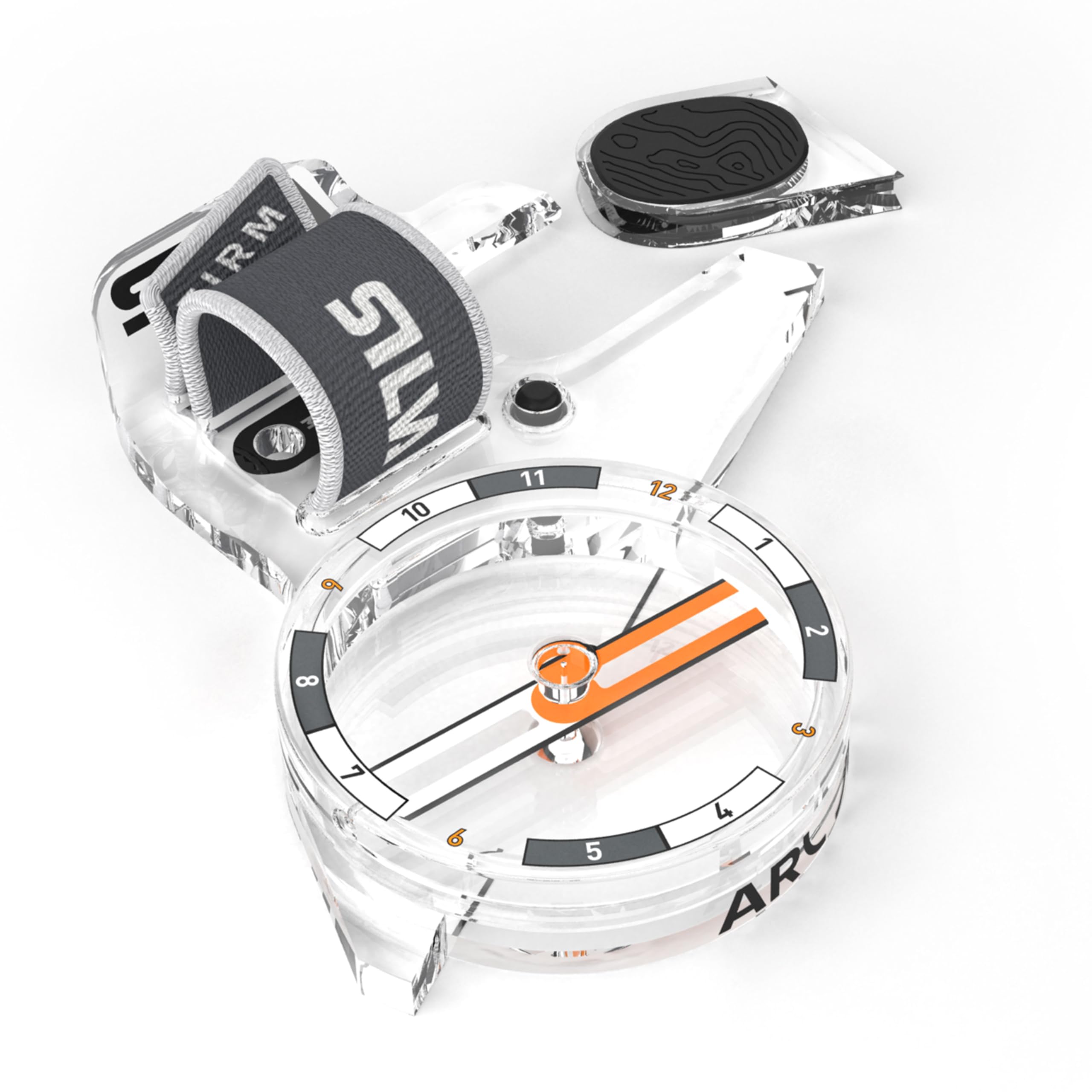 Silva Compass Orienteering - Arc Jet S Left - Thumb Compass for Orienteering - With a removable Thumb Plate & 1:15k, 1:10k, 1:7.5k or 1:4k Scales - Marked Housing