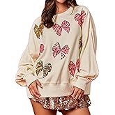 ROAONOCOMO Women Christmas Sequins Sweatshirt Funny Graphic Oversized Pullover Top Cute Xmas Santa Crewneck Holiday Shirt